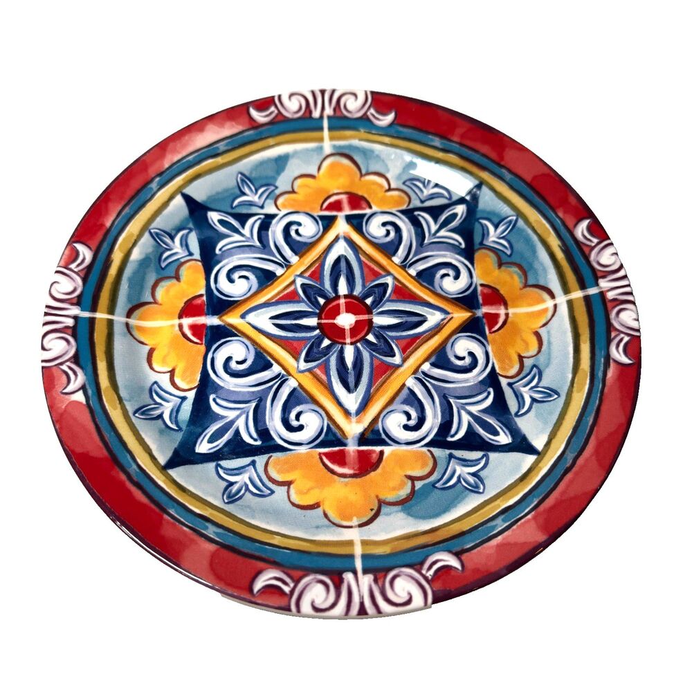 Pier 1 Imports Plate 8.5 Mediterranean Kaleidoscope Tile Salad Ceramic Ironstone